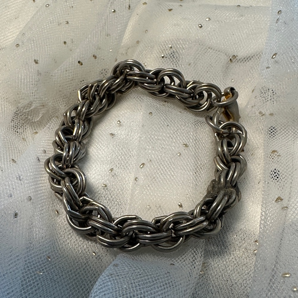Vintage Silver toned  Byzantine Bracelet with Spinners/ on the smaller size